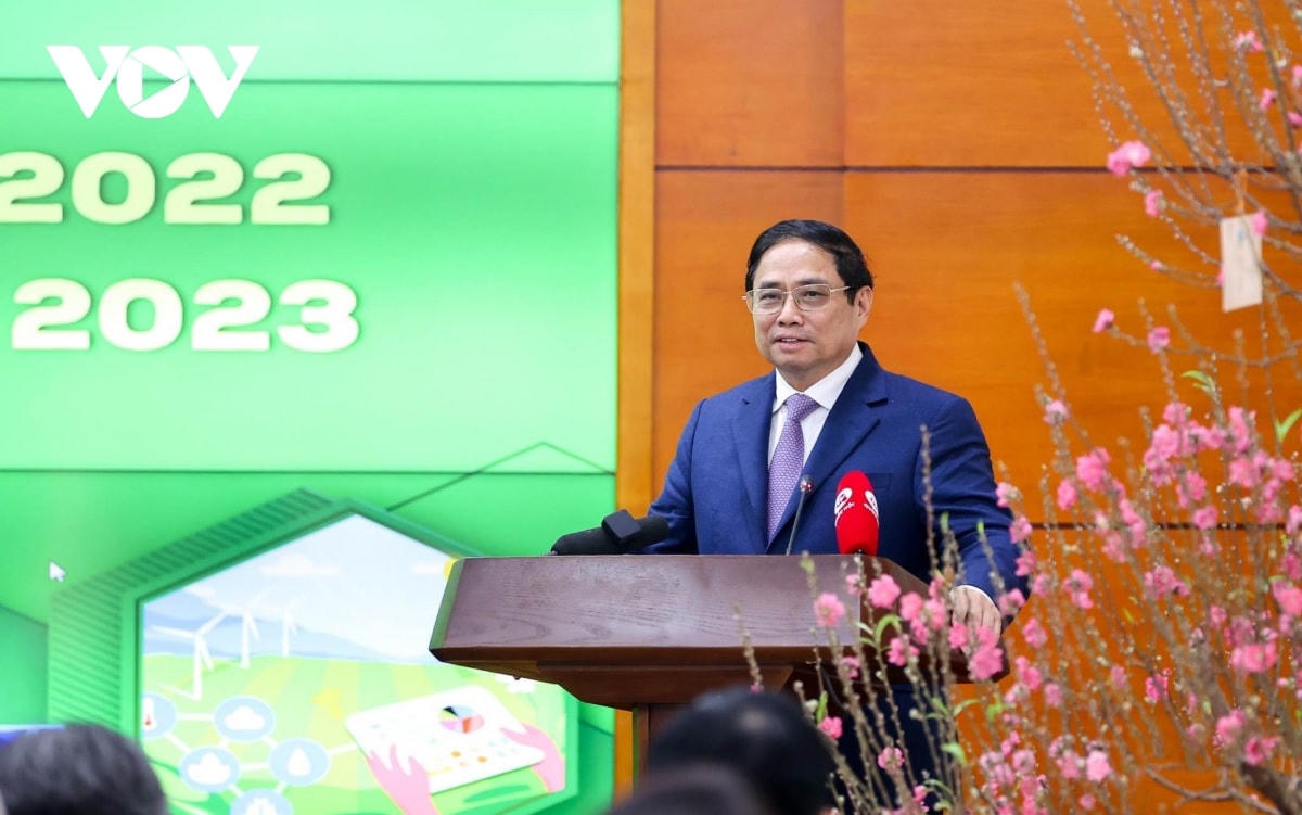 Thủ tướng Phạm Minh Chính phát biểu tại hội nghị. Ảnh: VOV.