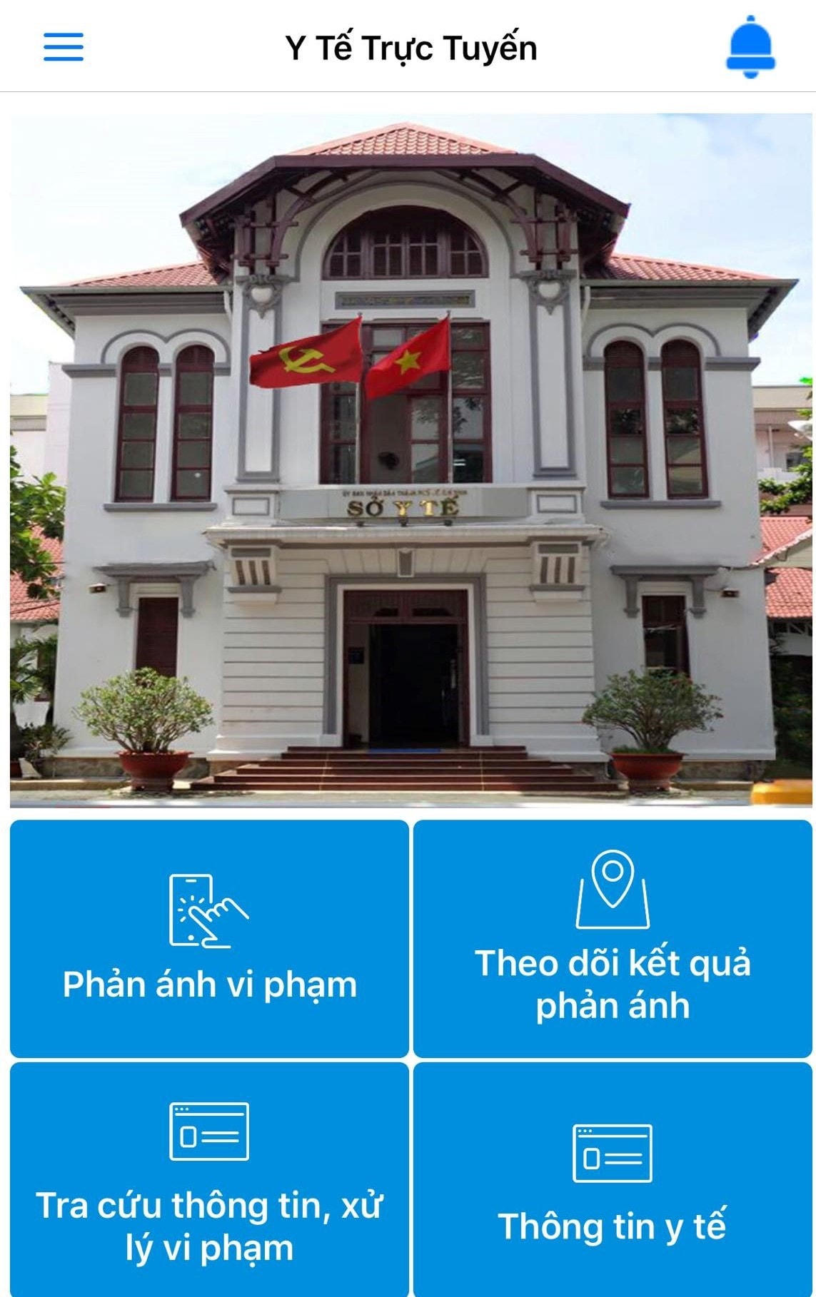 Giao diện ứng dụng “Y tế trực tuyến”.
