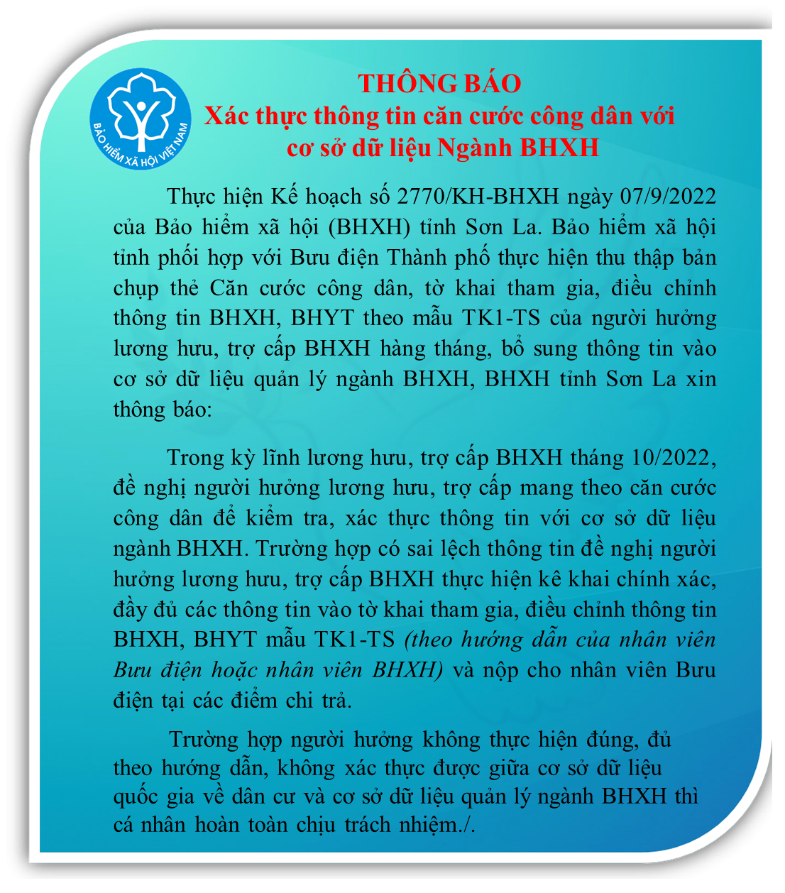 Xác thực thông tin căn cước công dân với cơ sở dữ liệu ngành bảo hiểm xã hội