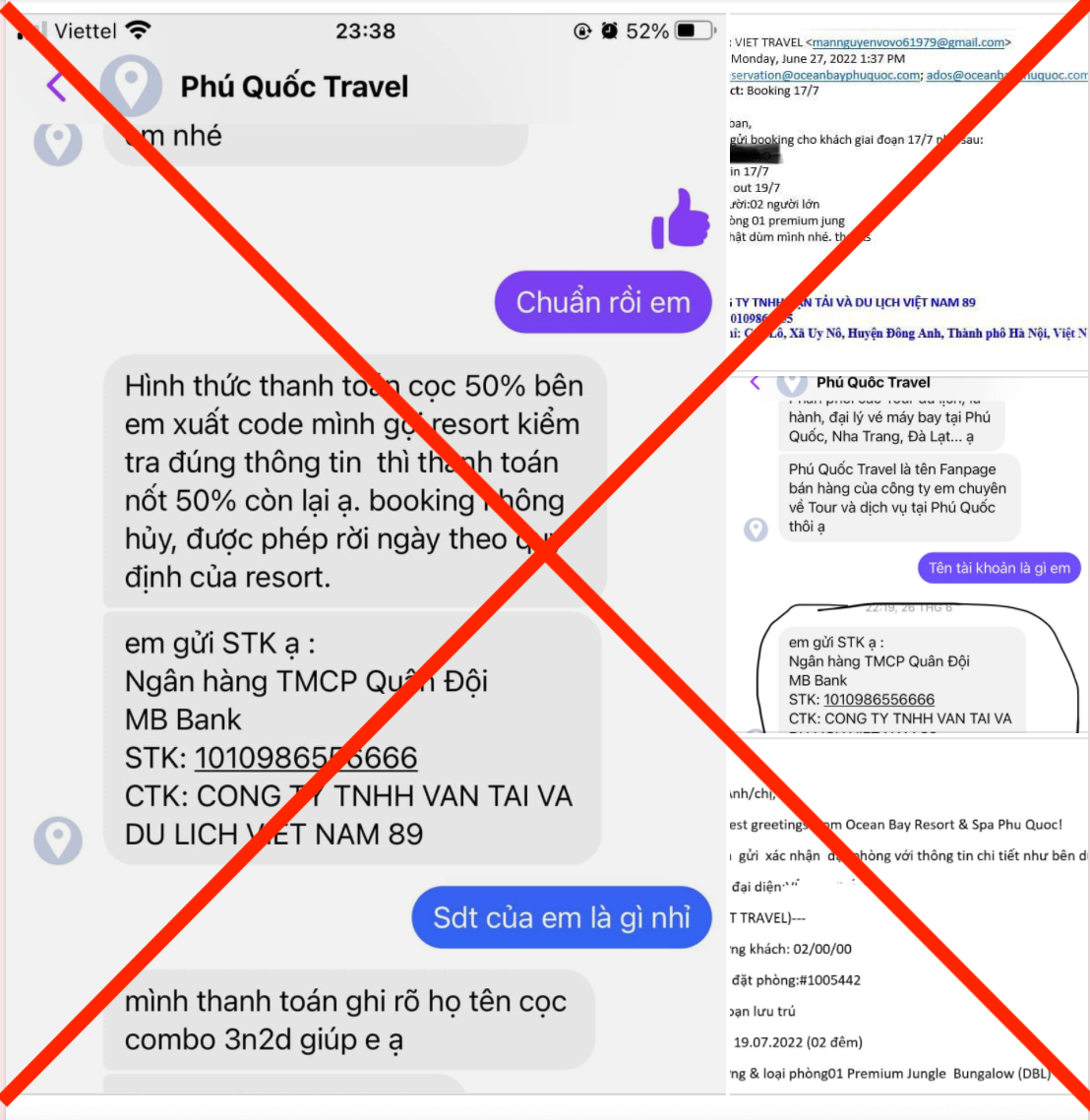 Anh N. đã mất 4 triệu đồng chuyển cọc cho công ty du lịch "ảo". Ảnh: NVCC.