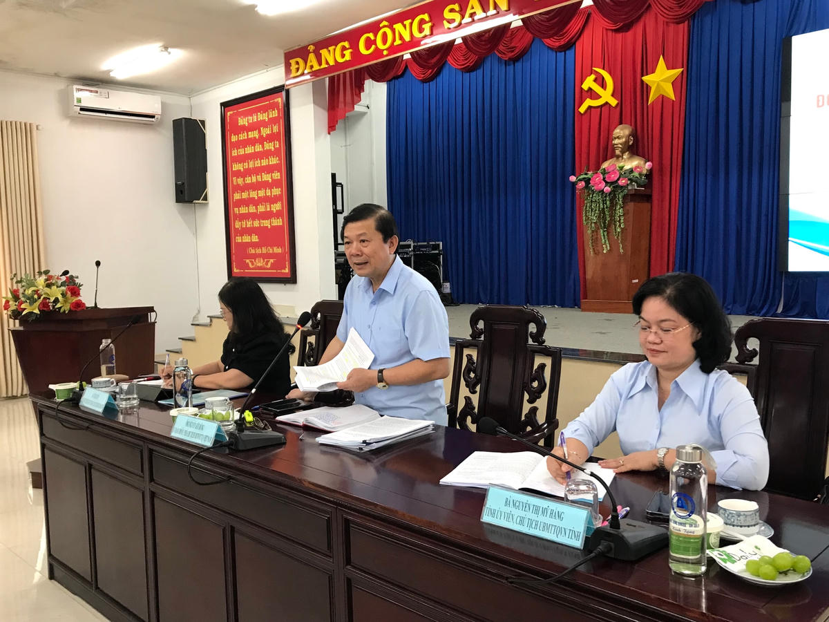Ông Nguyễn Hữu Dũng, Phó Chủ tịch UBTƯ MTTQ Việt Nam phát biểu tại buổi làm việc với TP Thủ Dầu Một.