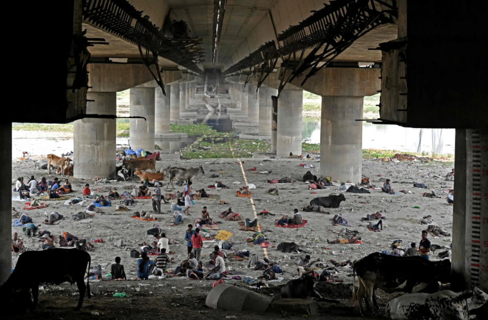 Những người vô gia cư trú ẩn dưới một cây cầu. Ảnh: Sajjad Hussain / AFP / Getty Images. 