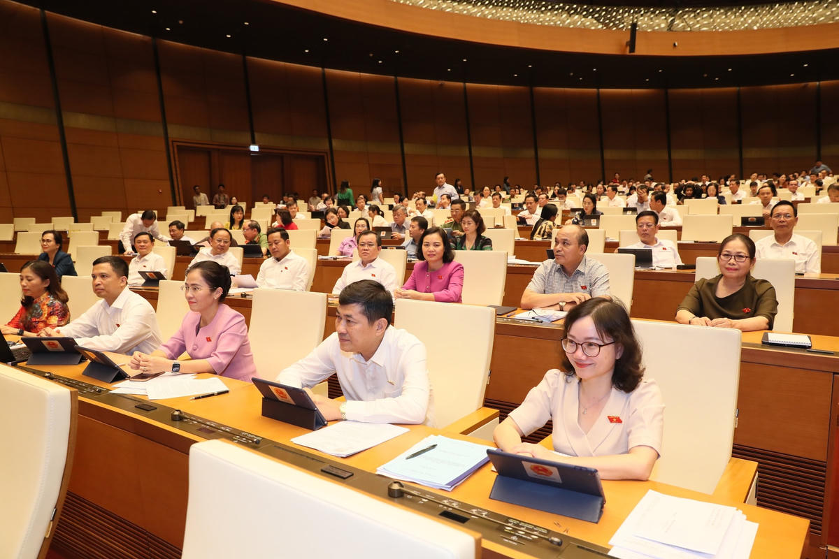 Các Đại biểu Quốc hội thông qua các Nghị quyết. Ảnh: Quang Vinh.