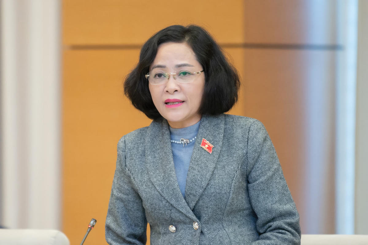 Bà Nguyễn Thị Thanh phát biểu tại phiên họp.