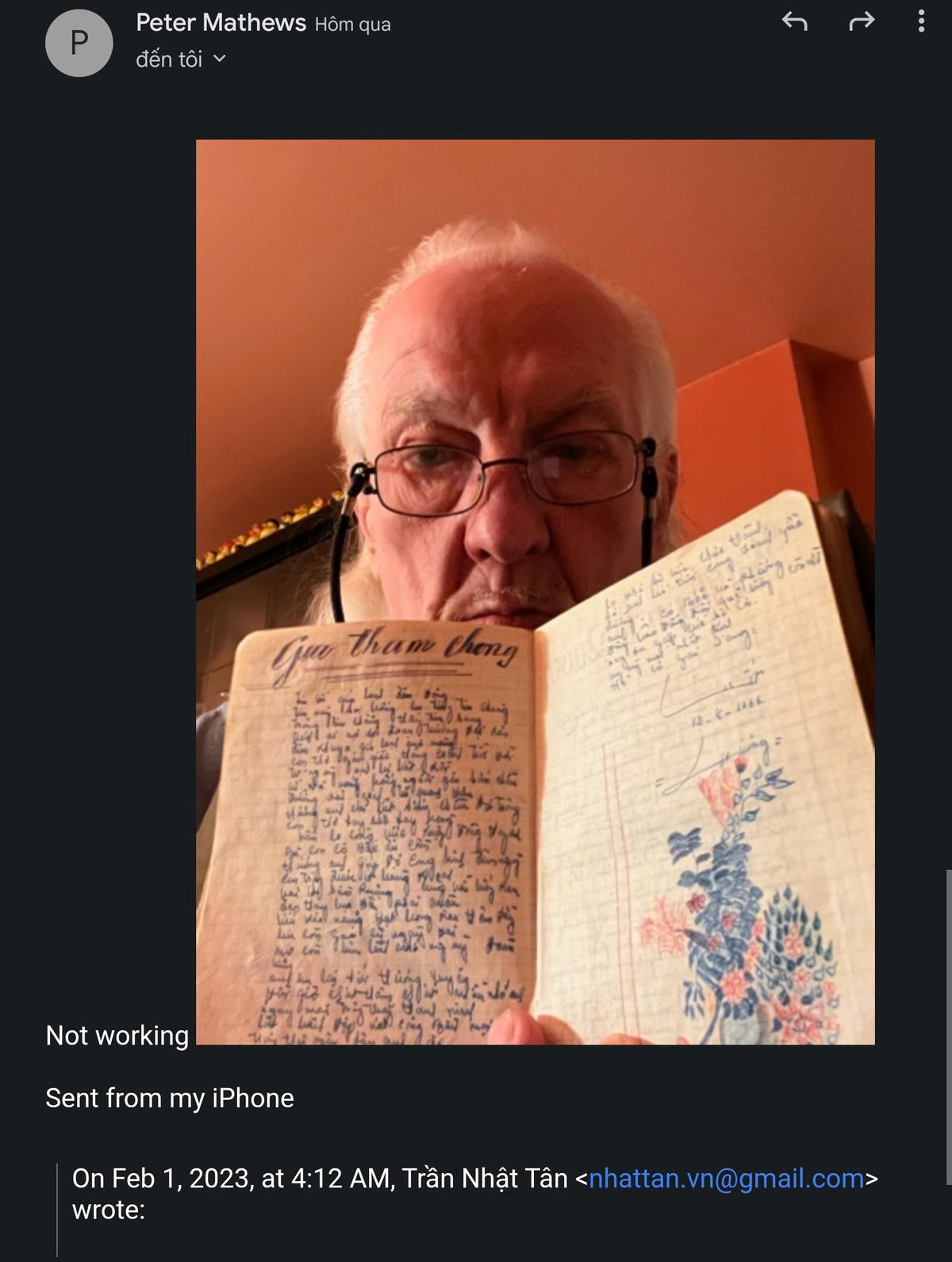 Ở tuổi 77, cựu binh Peter Mathews mới mở lòng.