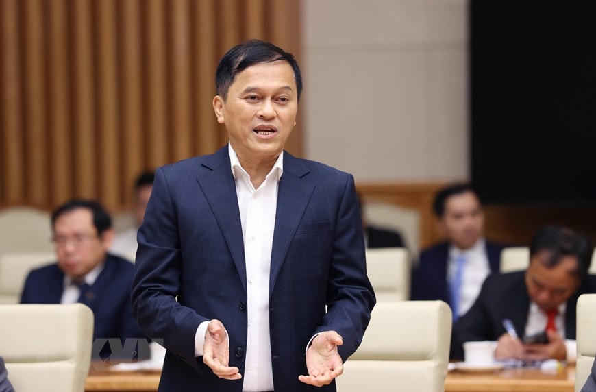 Tổng Giám đốc Ngân hàng Thương mại cổ phần Việt Nam Thịnh Vượng Nguyễn Đức Vinh phát biểu. (Ảnh: Dương Giang/TTXVN).