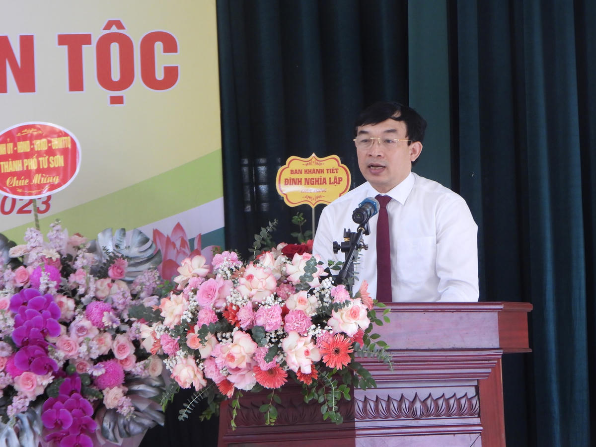 Chủ tịch Ủy ban MTTQ tỉnh Bắc Ninh Nguyễn Đình Lợi phát biểu tại Ngày hội.
