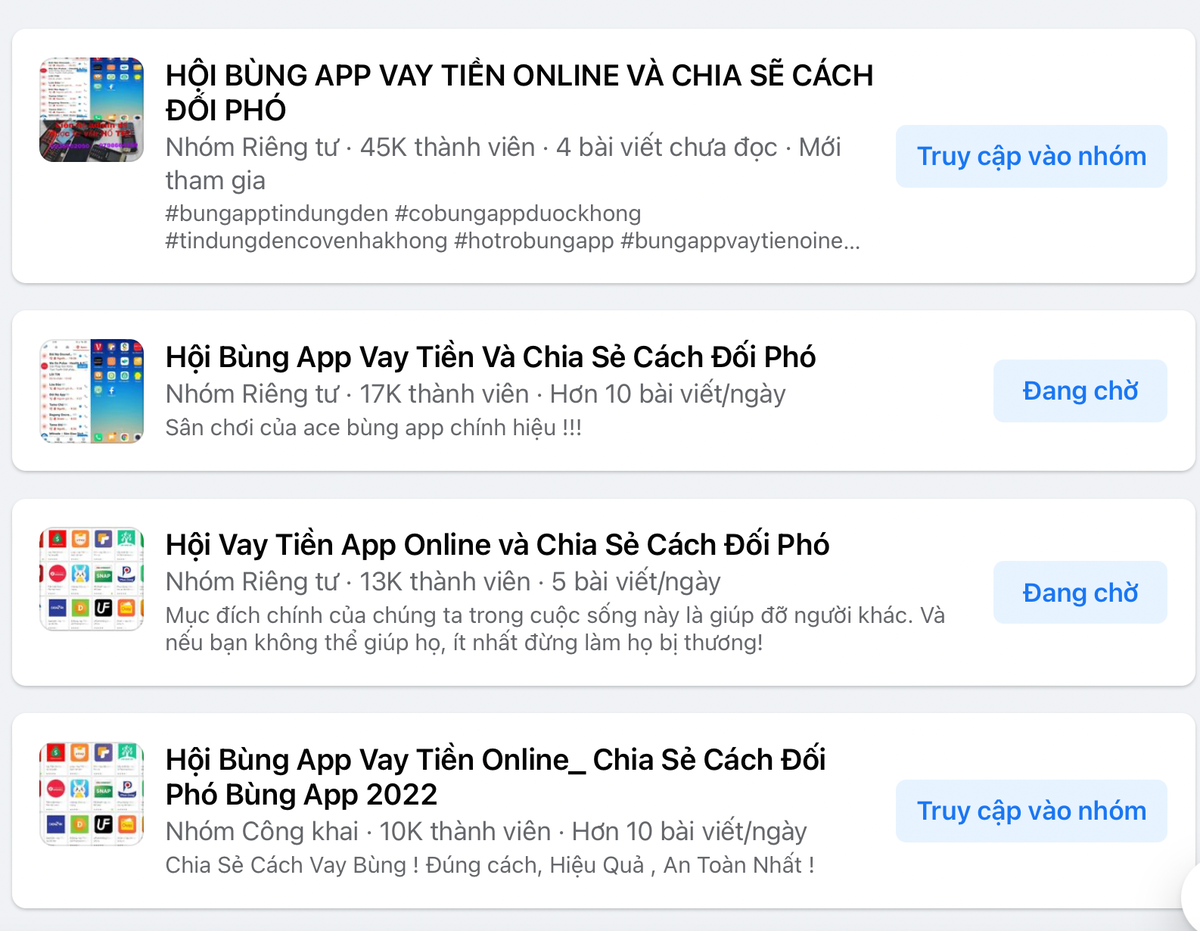 Nhiều hội nhóm "dạy nhau" cách bùng tiền trên app.