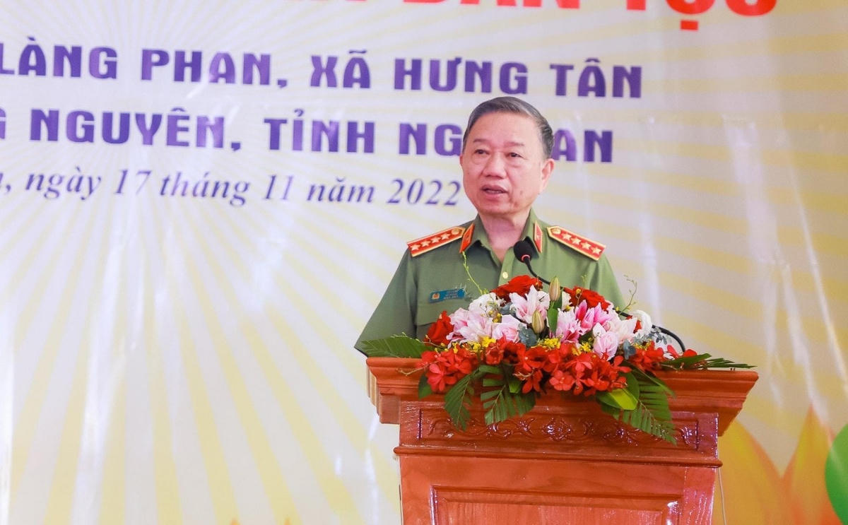 Bộ trưởng Bộ Công an Tô Lâm phát biểu tại buổi lễ.