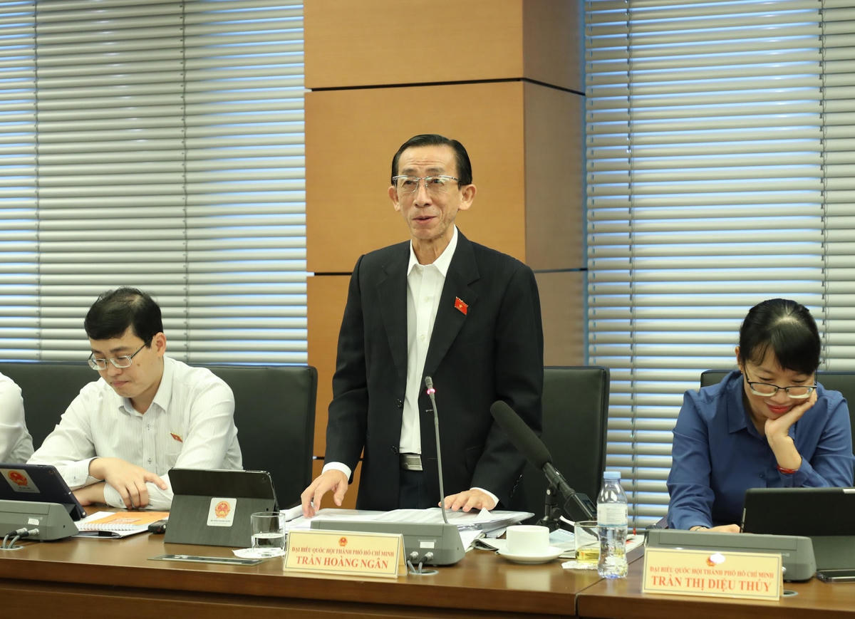 Đại biểu Quốc hội Trần Hoàng Ngân phát biểu tại tổ.  Ảnh: Quang Vinh