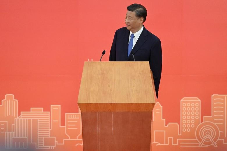 Chủ tịch Tập Cận Bình đã có bài phát biểu ngay sau khi đến Hong Kong. Ảnh: Reuters.