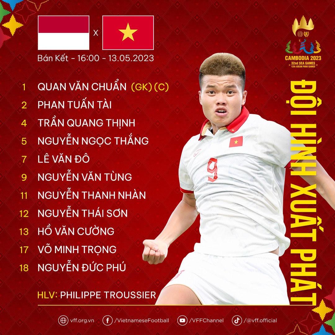 Với lợi thế thi đấu hơn người, HLV Troussier đã tung Văn Khang, Văn Trường vào sân để gia tăng sức tấn công cho U22 Việt Nam. 
