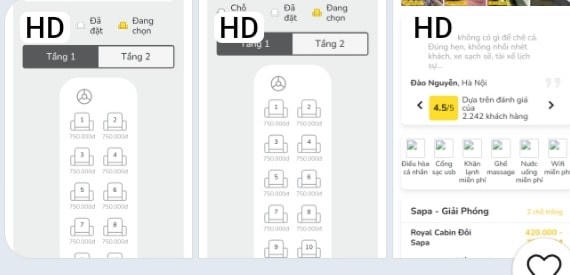 Trên trang Web của nhà xe Hà Sơn Hải Vân bán giá cabin đôi là 750 nghìn, điểm đón là các văn phòng nhà xe.