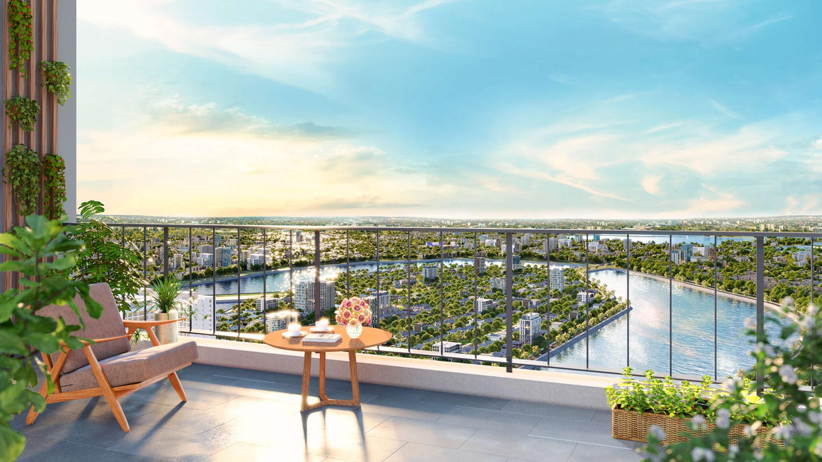 Tầm nhìn tuyệt đẹp từ ban công căn hộ Hanoi Melody Residences (Ảnh phối cảnh).