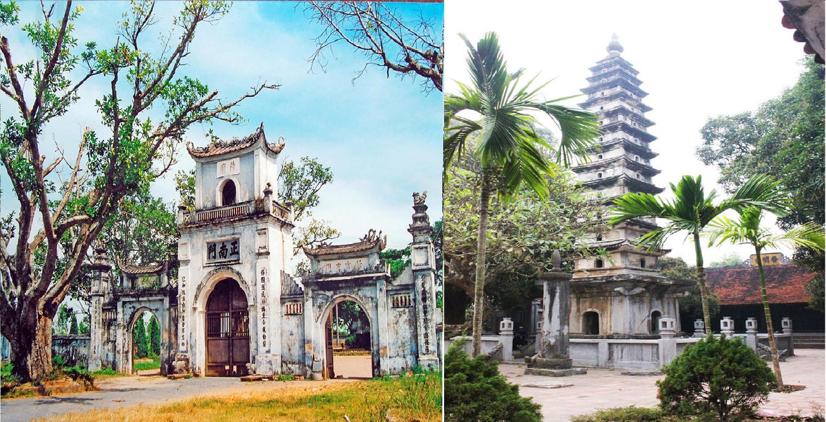 Nam Định là quê hương, nơi phát tích của Vương triều Trần với chiến công ba lần đánh thắng quân xâm lược Nguyên Mông ở thế kỷ thứ 13. Ngày nay ở Nam Định có một không gian văn hóa thời Trần rộng lớn, với dày đặc những di tích lịch sử, văn hóa, tôn giáo, tín ngưỡng cùng sự đậm đặc trong tâm thức dân gian. Trong ảnh: Quần thể Khu di tích lịch sử, văn hóa đặc biệt Đền Trần-Chùa Tháp (phường Lộc Vượng, TP Nam Định), cách sân vận động Thiên Trường chỉ vài km.