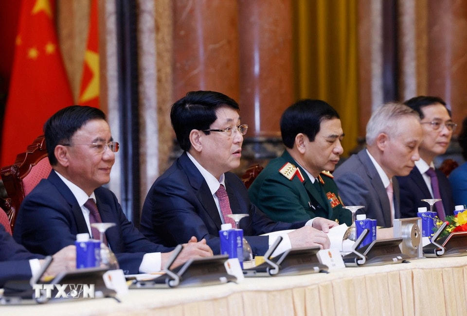 Chủ tịch nước Lương Cường phát biểu. (Ảnh: Phạm Kiên/TTXVN)