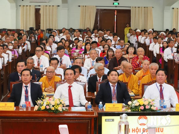 Các đồng chí: Phạm Văn Hậu, Phó Bí thư Thường trực Tỉnh ủy, Chủ tịch HĐND tỉnh; Trần Quốc Nam, Phó Bí thư Tỉnh ủy, Chủ tịch UBND tỉnh, Trưởng Đoàn đại biểu Quốc hội đơn vị tỉnh dự phiên thứ nhất đại hội.