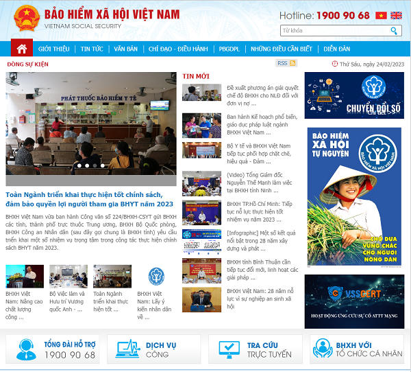 Cổng Thông tin điện tử BHXH Việt Nam.