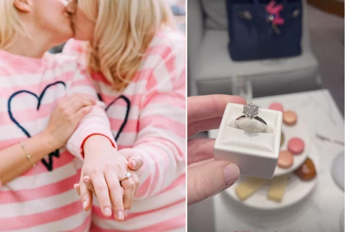 Cả 2 đăng hình cầu hôn ngọt ngào ở công viên. 