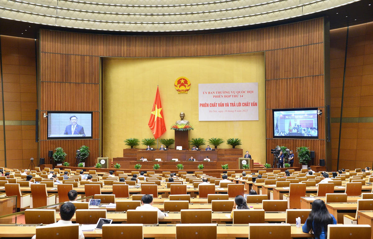 Toàn cảnh phiên chất vấn. Ảnh: Q.H