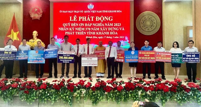 Các đơn vị tổ chức cá nhân ủng hộ "Quỹ đền ơn đáp nghĩa" 2023 Khánh Hòa.