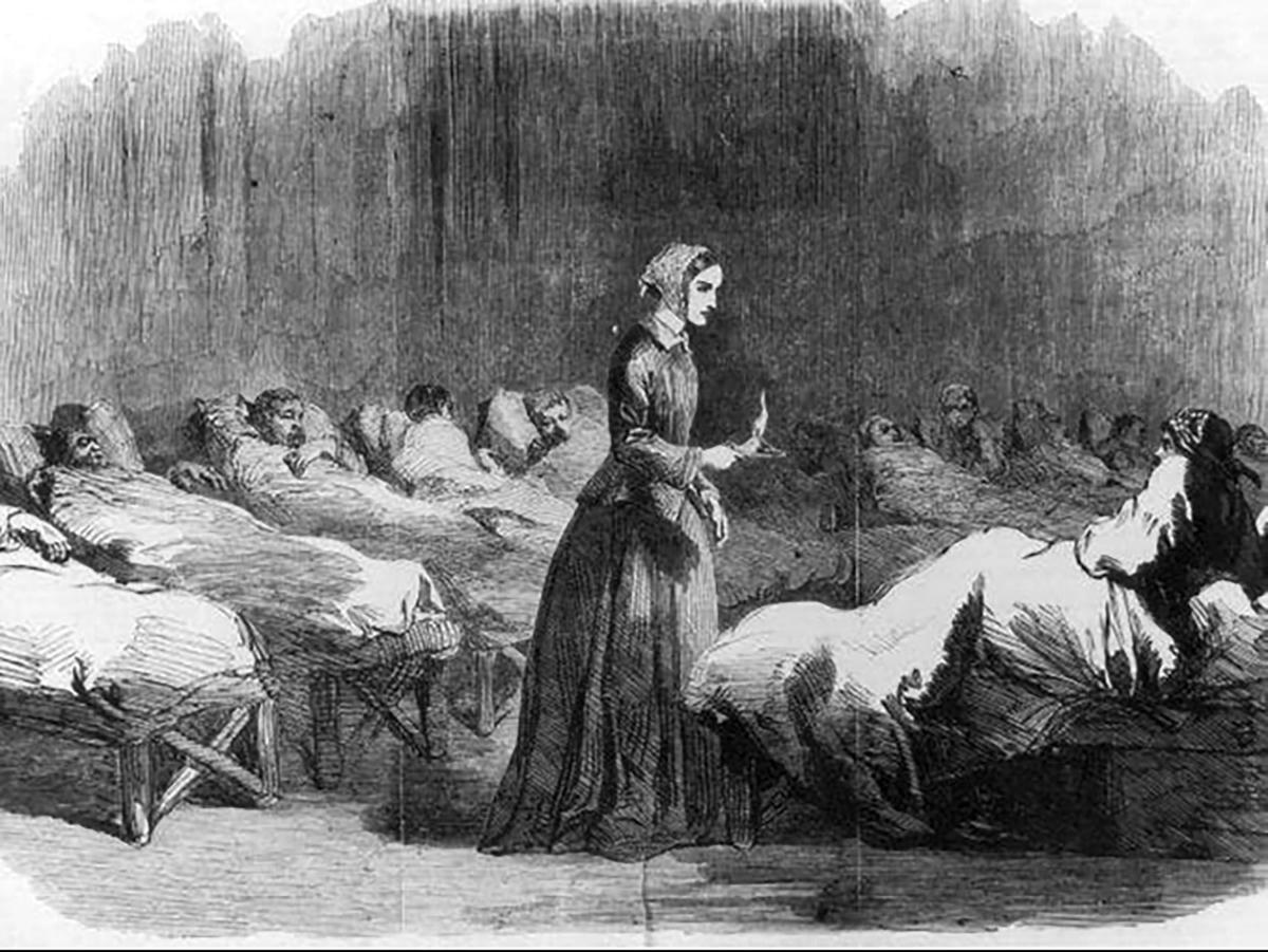 Bức tranh mô tả cảnh một y tá chăm sóc cho các bệnh nhân nhiễm dịch hạch trong đại dịch “Cái chết đen”, hoành hành khắp châu Á và châu Âu khoảng giữa thế kỷ 14. Ảnh: Arcgis.  