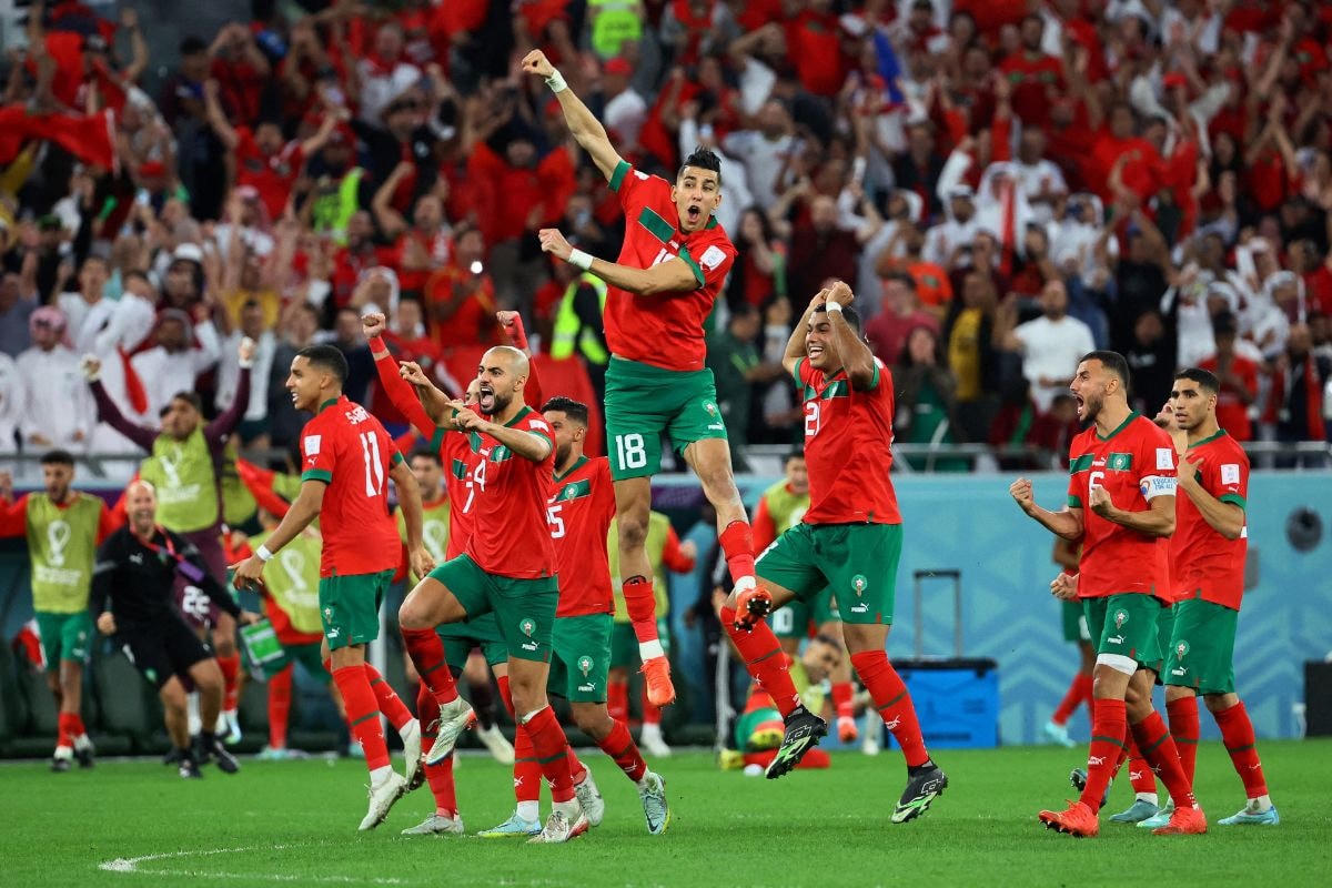 Tinh thần của các cầu thủ Morocco đang lên cao độ, và chuyện gì cũng có thể xảy ra. Ảnh: Getty.