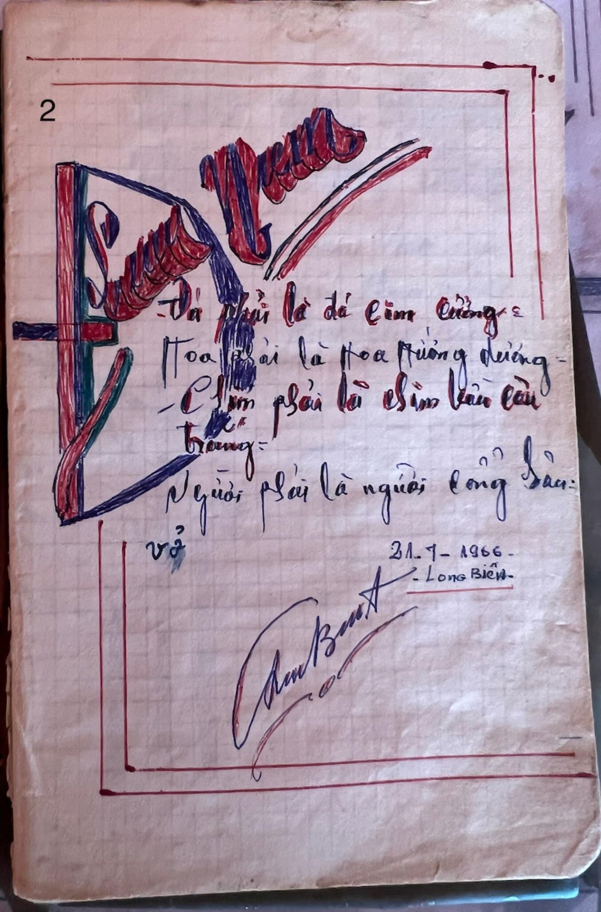 Một trang trong cuốn sổ tay.