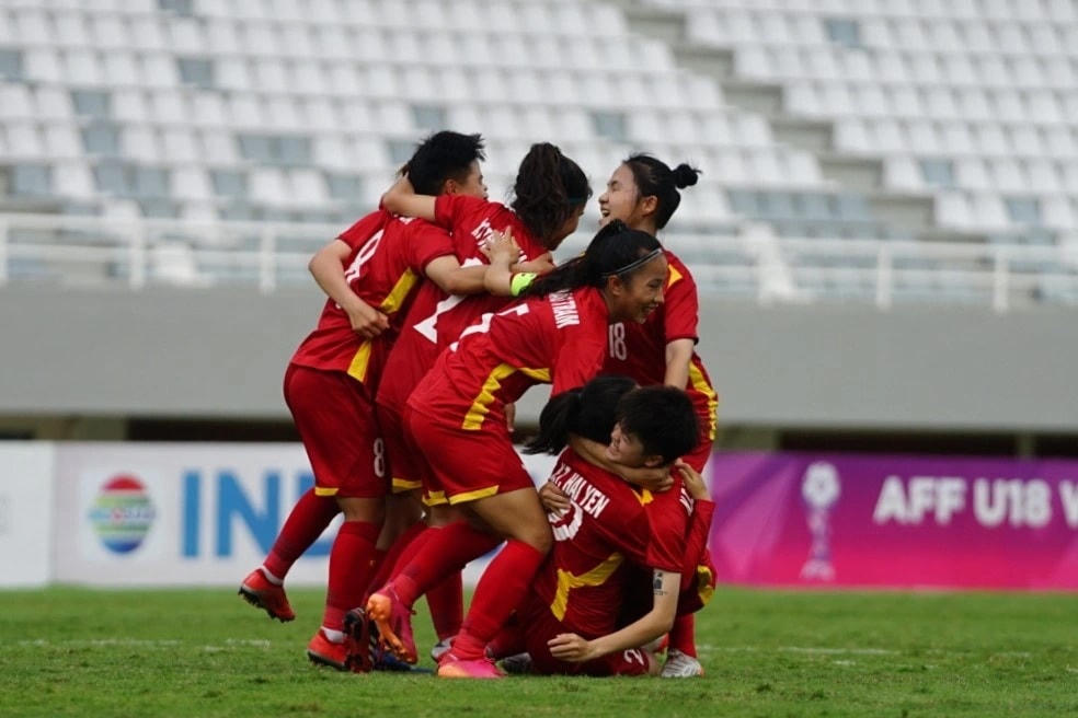 U18 nữ Việt Nam dẫn đầu bảng A. (Ảnh: AFF).