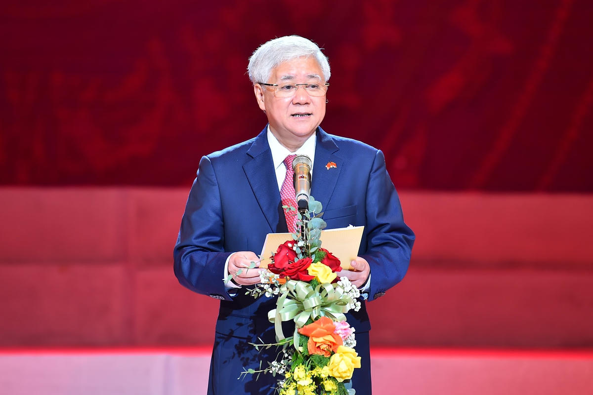 Chủ tịch UBTƯ MTTQ Việt Nam Đỗ Văn Chiến phát biểu tại buổi lễ. Ảnh: Viết Chung.
