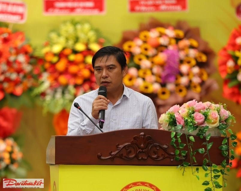 TS Phạm Vũ Quốc Bình, Phó Tổng Cục trưởng Tổng cục Giáo dục nghề nghiệp - Bộ LĐTBXH phát biểu tại lễ khai giảng (Ảnh: Hồng Phúc).