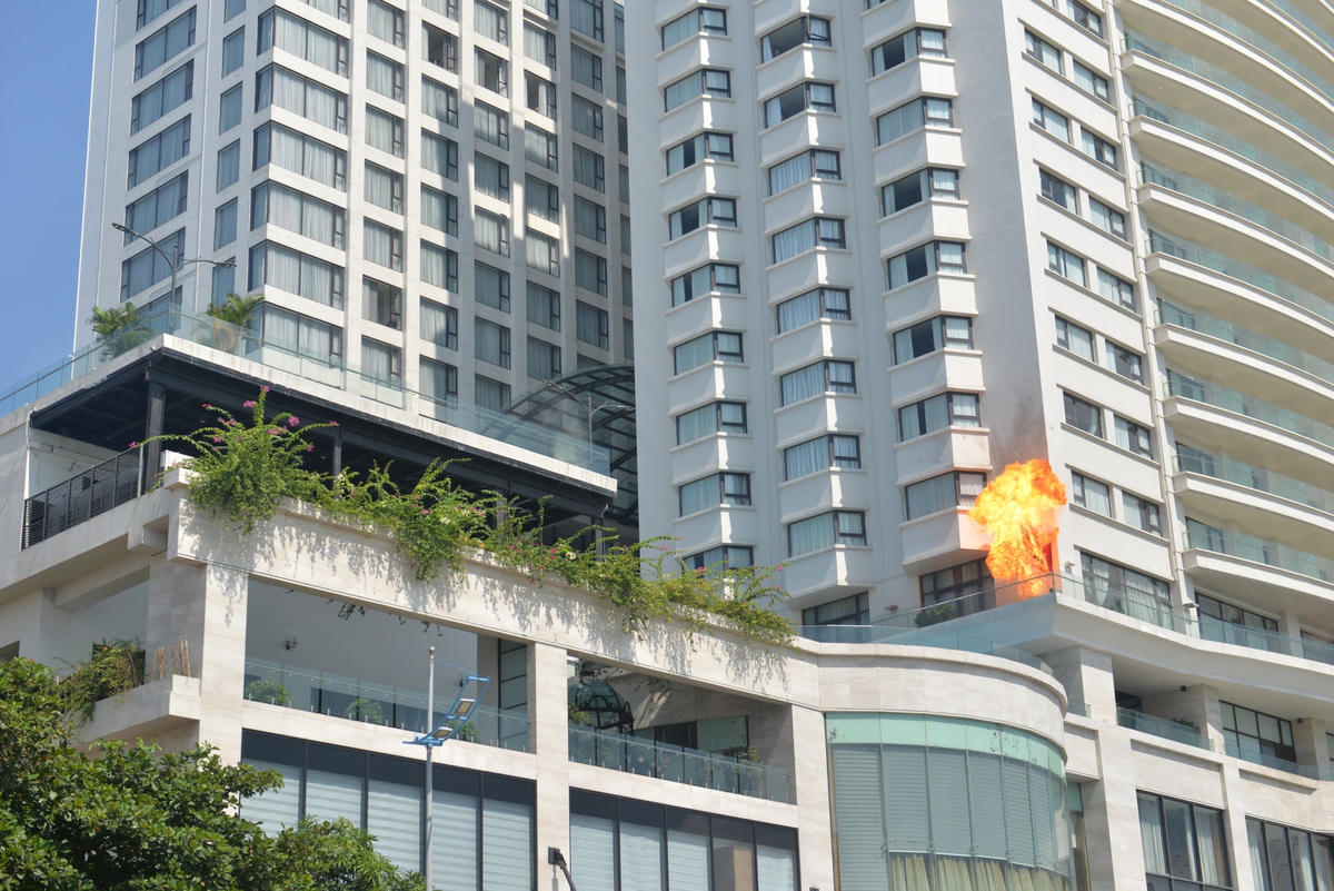 Tình huống giả định đám cháy bắt nguồn từ khách sạn Wyndham.