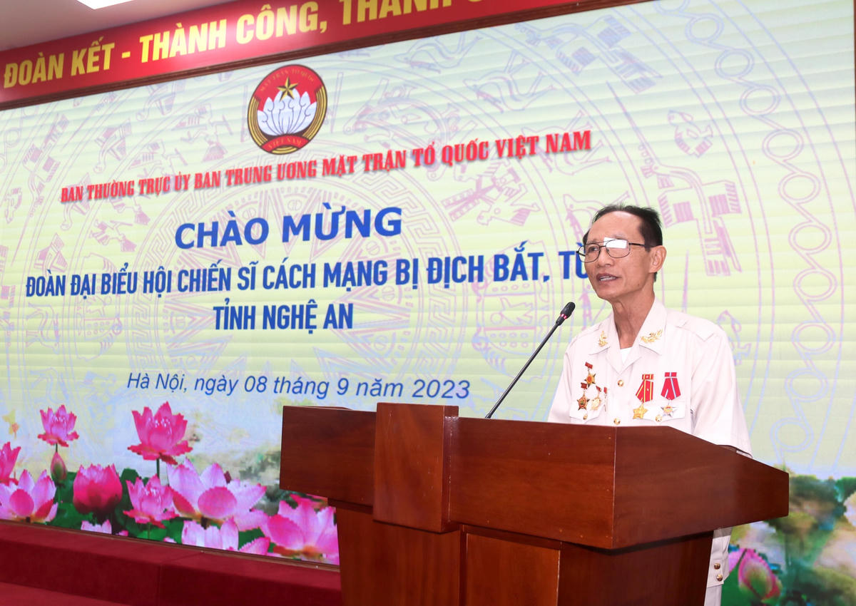 Ông Nguyễn Trọng Thành, Chủ tịch Hội Chiến sĩ cách mạng bị địch bắt, tù đày tỉnh Nghệ An phát biểu.