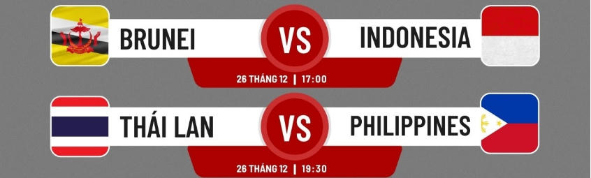Lịch thi đấu AFF Cup 2022 ngày 26/12: Thái Lan thận trọng trước Philippines