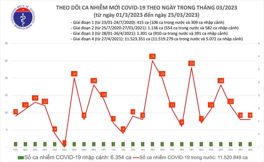 Biểu đồ số ca mắc Covid-19 mới tại Việt Nam thời gian qua.  