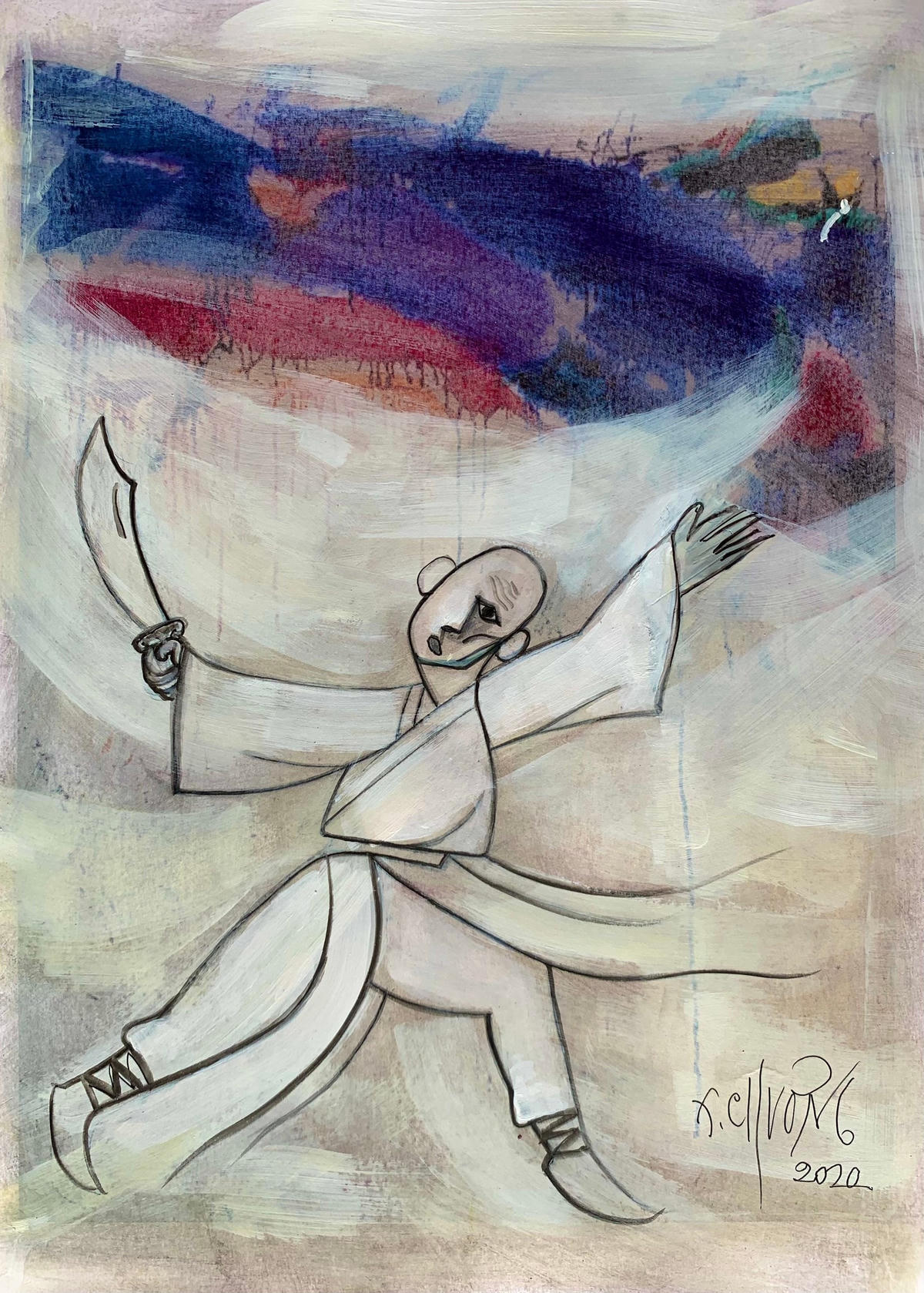 Họa sĩ Thành Chương vẽ minh họa trong cuốn "Người kép già".