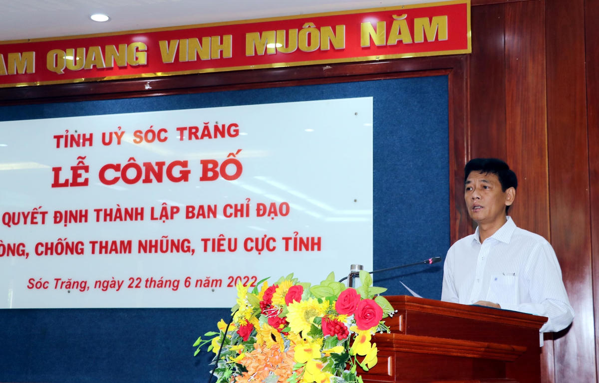 Ông Lâm Văn Mẫn, Bí thư Tỉnh uỷ làm Trưởng ban Chỉ đạo phòng, chống tham nhũng, tiêu cực tỉnh Sóc Trăng.