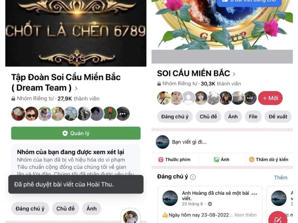 Hội nhóm thông tin về số lô, số đề trên mạng xã hội do Đào Văn Hoàng quản lý.
