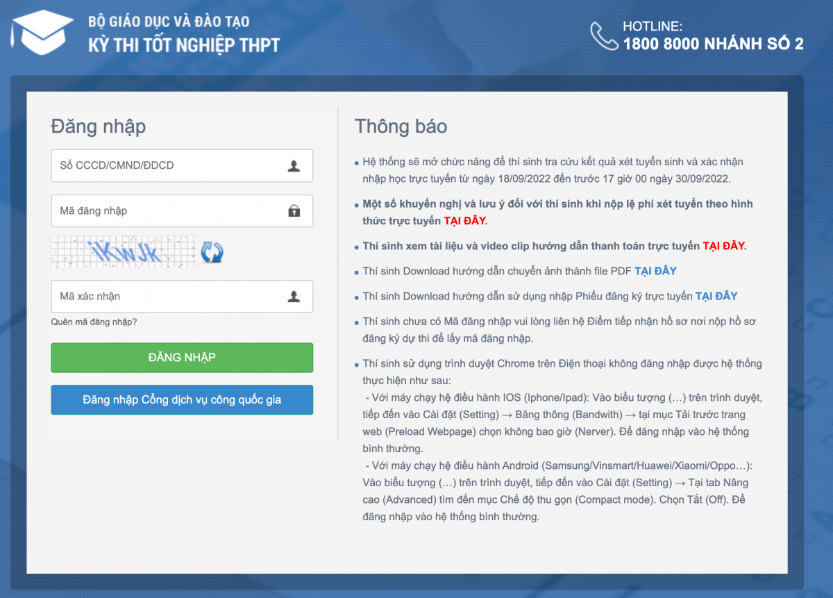 Thí sinh đăng ký dự thi tốt nghiệp THPT trực tuyến trên hệ thống quản lý thi.