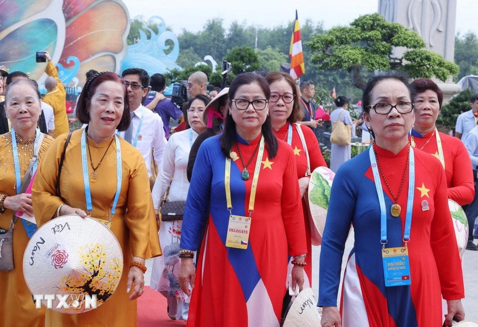Các đại biểu về dự Lễ khai mạc Đại lễ Vesak Liên hợp quốc năm 2025. (Ảnh: Lâm Khánh/TTXVN)