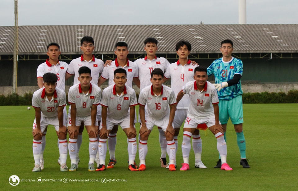 Đội hình xuất phát của U23 Việt Nam trong trận giao hữu với U23 Bahrain chiều 15/8. Ảnh: VFF.