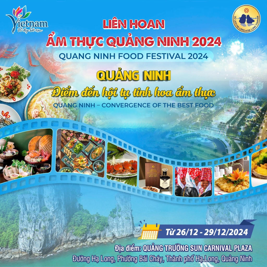 Liên hoan ẩm thực Quảng Ninh 2024 được tổ chức từ ngày 26-29/12 tại Quảng trường Sun Carnival Plaza (đường Hạ Long, phường Bãi Cháy, TP Hạ Long).