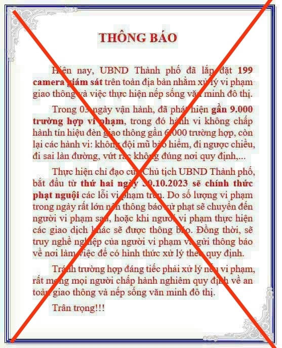 Thông báo về việc xử lý phạt nguội đang được chia sẻ nhiều trên các nhóm zalo. 