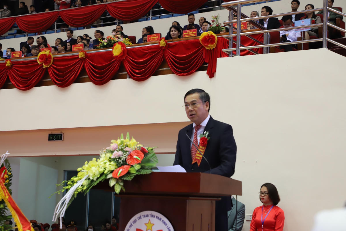 Phó Chủ tịch UBND tỉnh Nam Định, Trưởng Ban Chỉ đạo Đại hội Trần Lê Đoài phát biểu khai mạc Đại hội.
