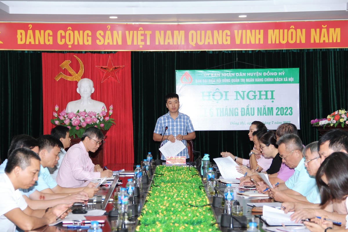 Ngân hàng Chính sách xã hội huyện Đồng Hỷ đã tổ chức sơ kết hoạt động tín dụng chính sách quý II, triển khai nhiệm vụ quý II năm 2023. Ảnh: thainguyen.gov.vn