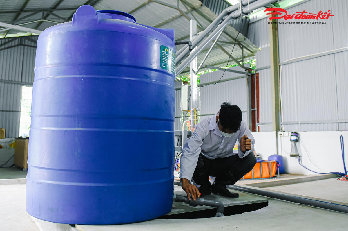 Anh Lê Đức Cảnh cho biết: "Môi trường sống của cua biển rất quan trọng, khoảng hơn 1 năm sẽ thay nước một lần. Trong 1 năm sử dụng lượng nước sẽ bốc hơi ít nhiều, chúng tôi kết hợp thêm khoảng 30% nước ngọt và muối nhân tạo".