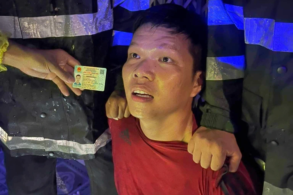 Nghi can Nguyễn Thanh Sơn lúc bị bắt giữ. Ảnh: C.A cung cấp.