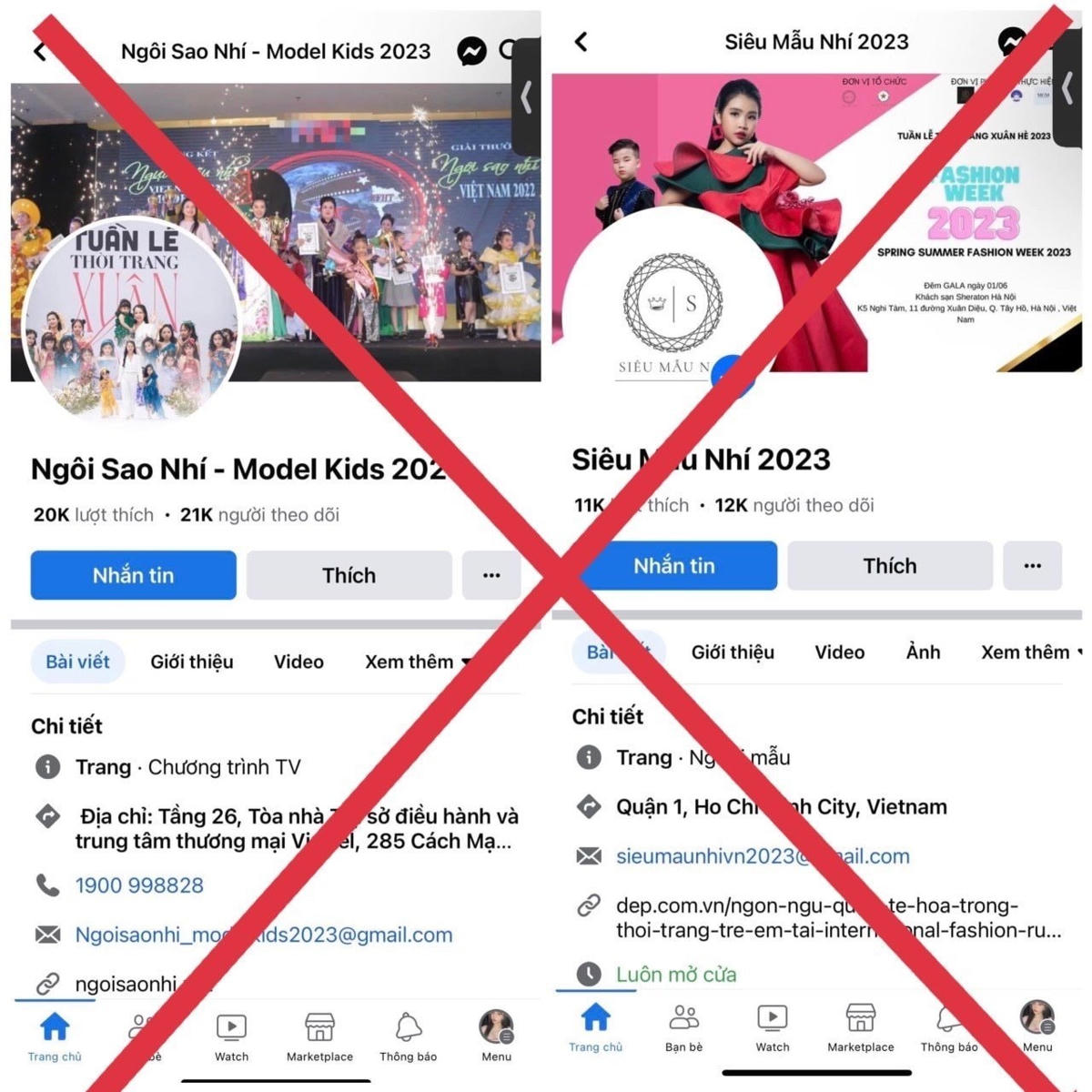 Tràn lan các trang Fanpage mạo danh đăng tuyển mẫu nhí. Ảnh: Chụp màn hình.