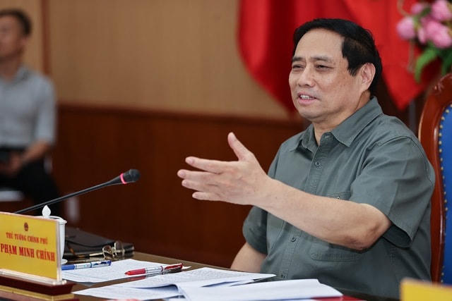 Thủ tướng Phạm Minh Chính phát biểu tại buổi làm việc. Nguồn: VGP.