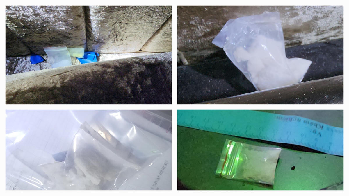 Tang vật các đối tượng hoảng lioanj vứt bỏ lại hiện trường. 